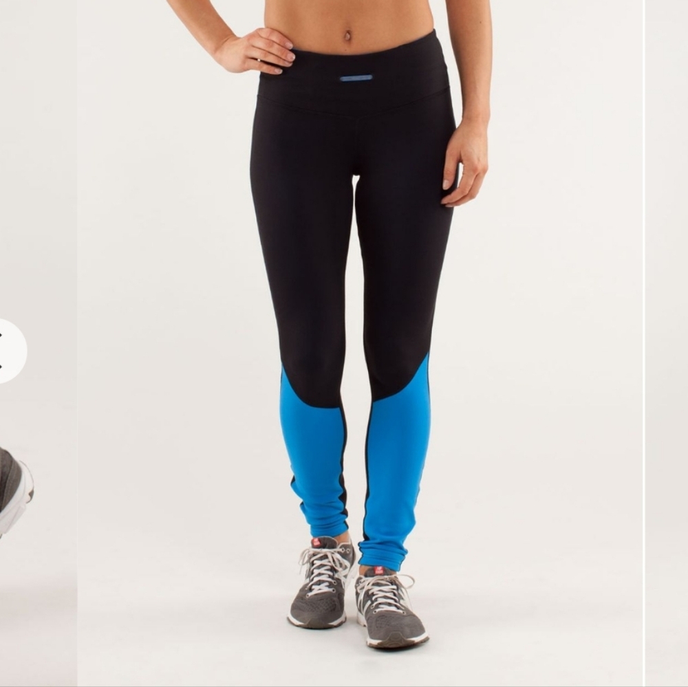 Lululemon Women Run: Runder‎ Under Sz2 Pant Blue/Black Leggings